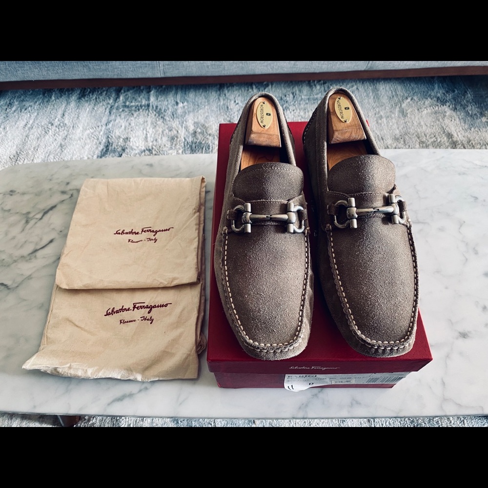 Men’s Ferragamo Loafer - Stone Suede Size 11.0 US